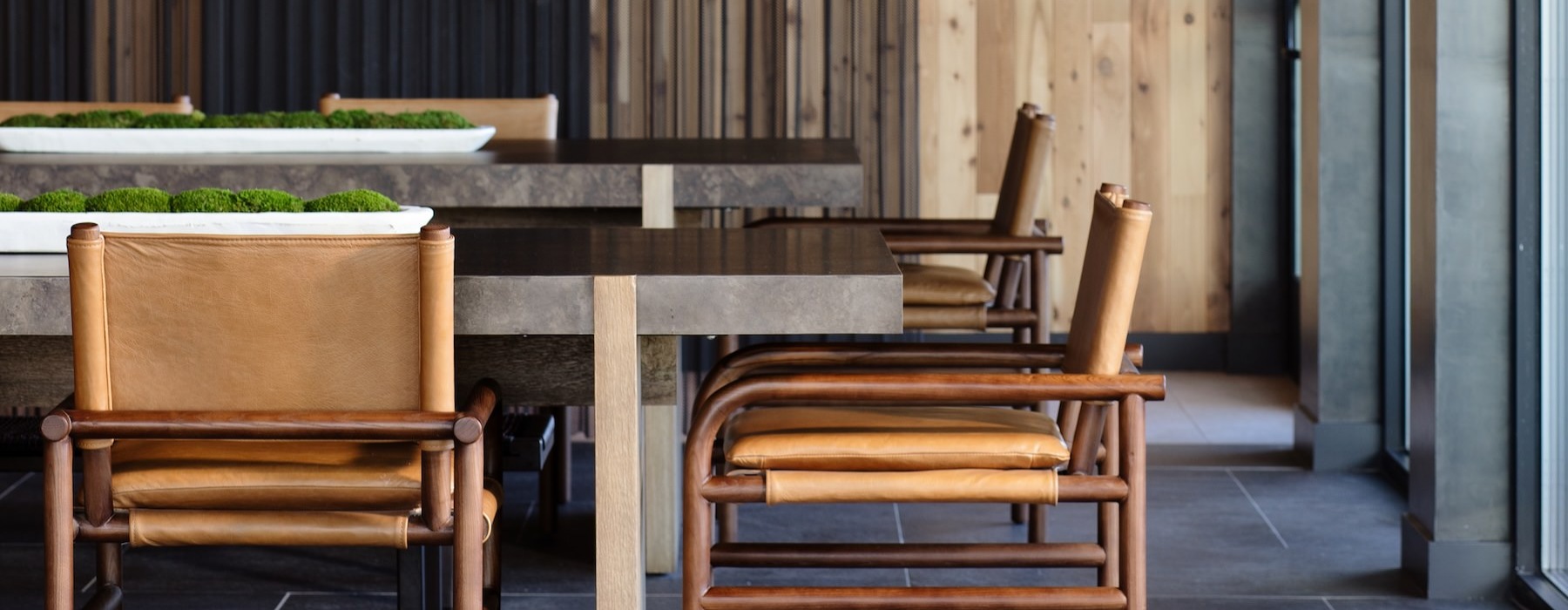 a room with tables and chairs